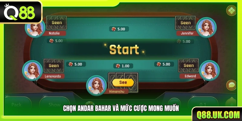 Lựa chọn game Andar Bahar cùng mức cược theo nhu cầu